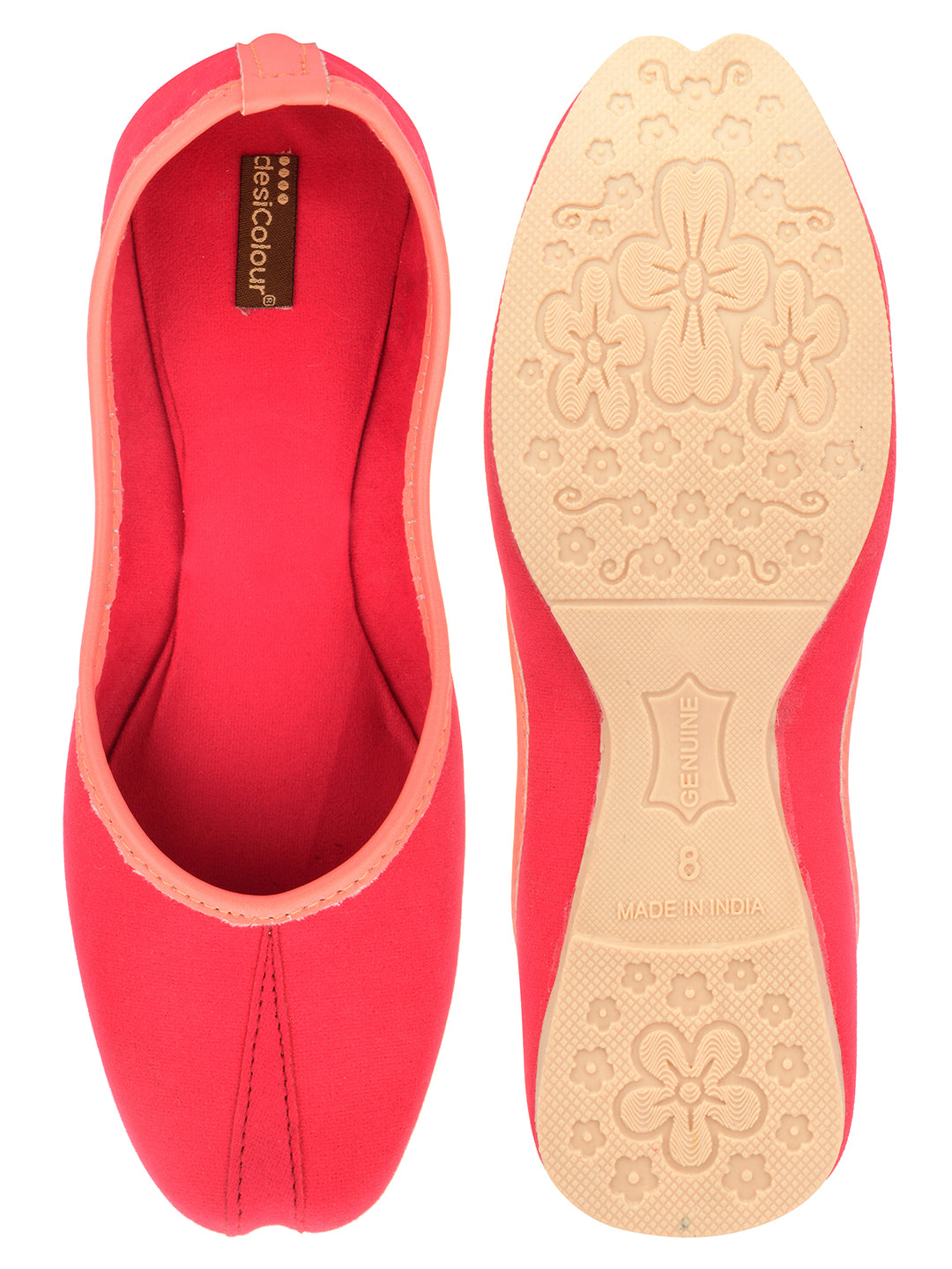 Women's Pink Suede  Indian Ethnic Comfort Footwear - Desi Colour