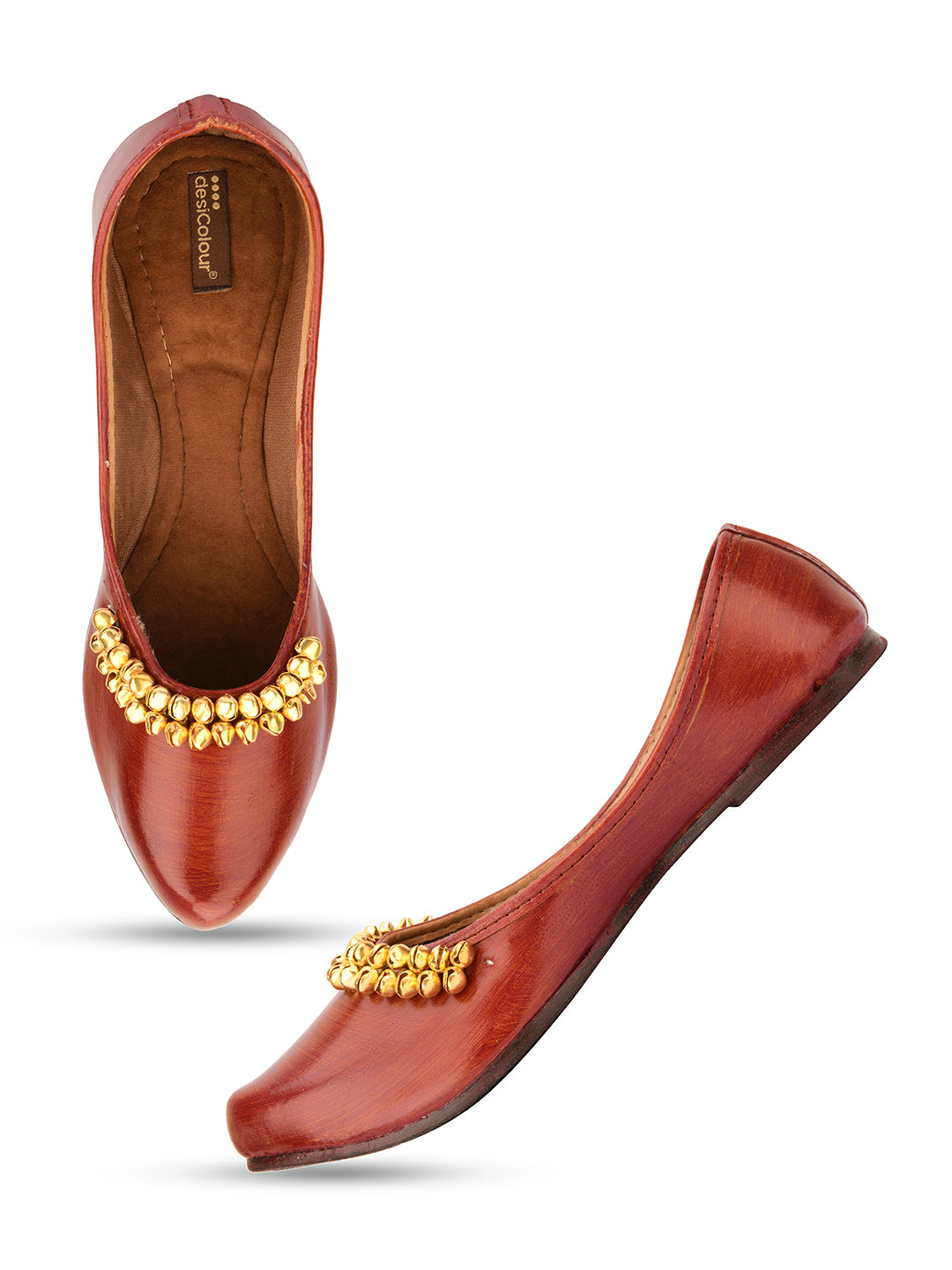 Women's Ghungroo Brown  Indian Ethnic Comfort Footwear - Desi Colour