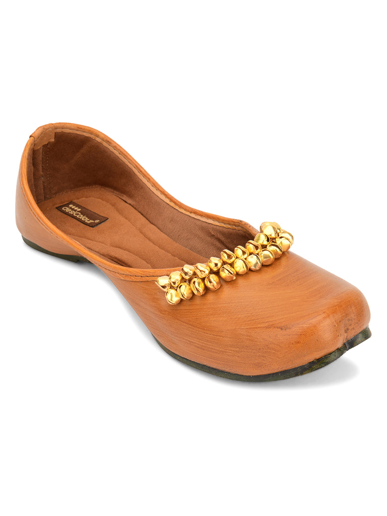 Women's Ghungroo Tan  Indian Ethnic Comfort Footwear