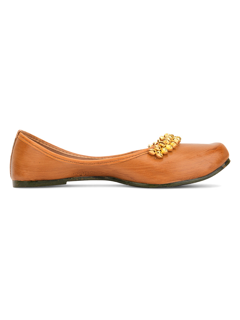 Women's Ghungroo Tan  Indian Ethnic Comfort Footwear