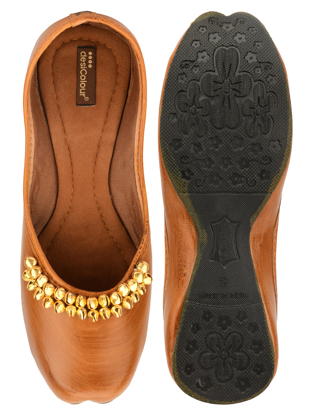 Women's Ghungroo Tan  Indian Ethnic Comfort Footwear - Desi Colour