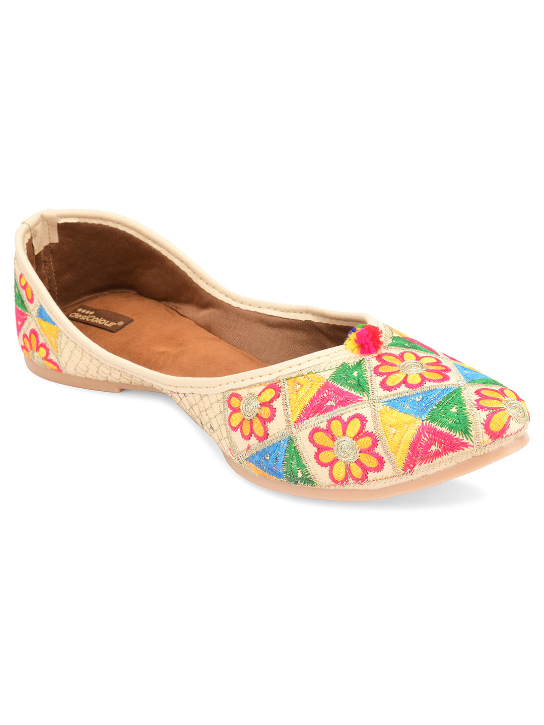Women's Multi Floral  Indian Ethnic Comfort Footwear - Desi Colour