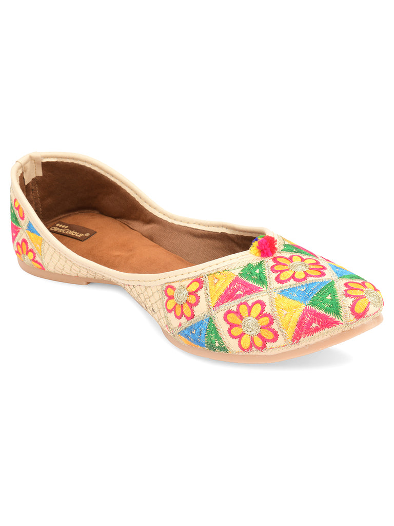 Women's Multi Floral  Indian Ethnic Comfort Footwear