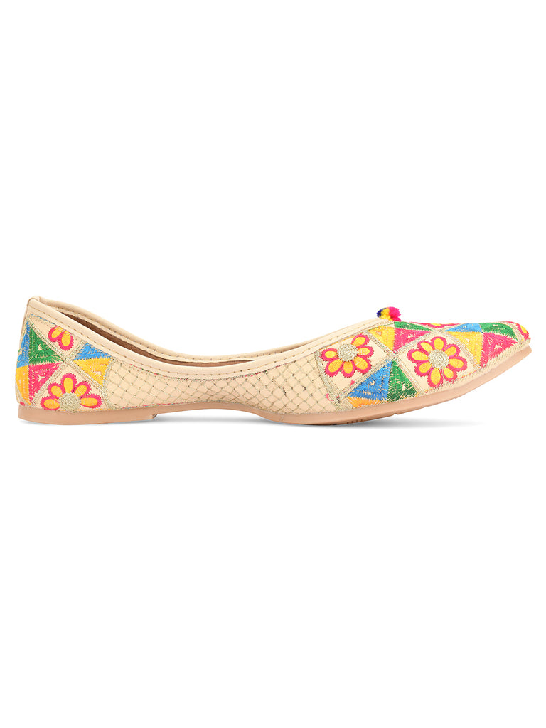Women's Multi Floral  Indian Ethnic Comfort Footwear