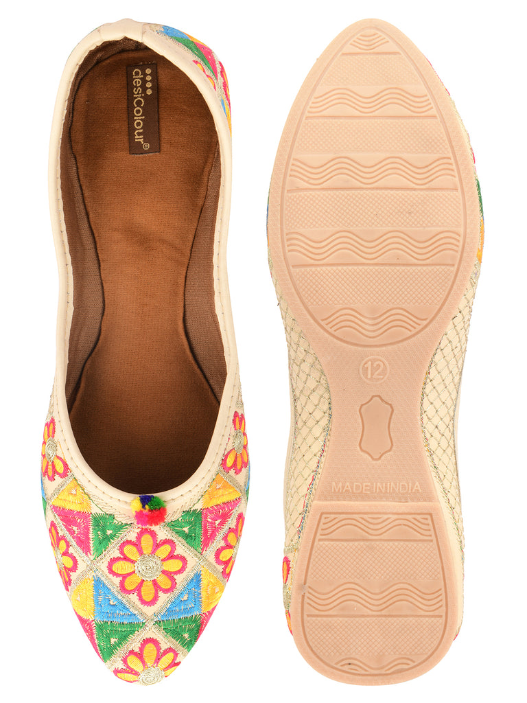 Women's Multi Floral  Indian Ethnic Comfort Footwear