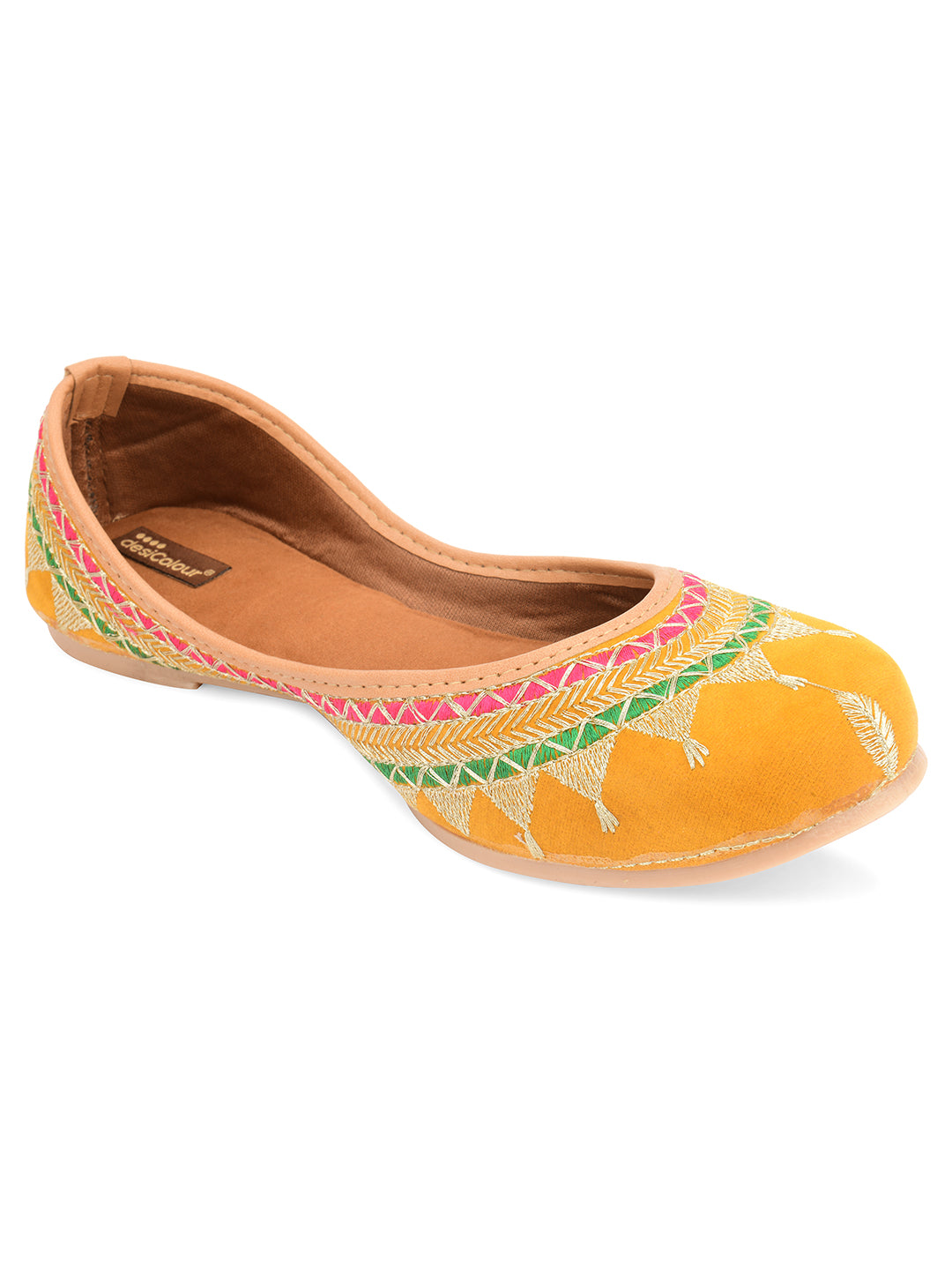 Women's Mustard Crown  Indian Ethnic Comfort Footwear - Desi Colour