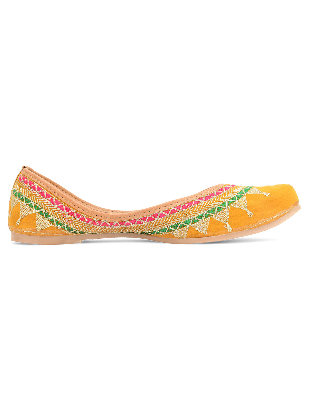 Women's Mustard Crown  Indian Ethnic Comfort Footwear - Desi Colour