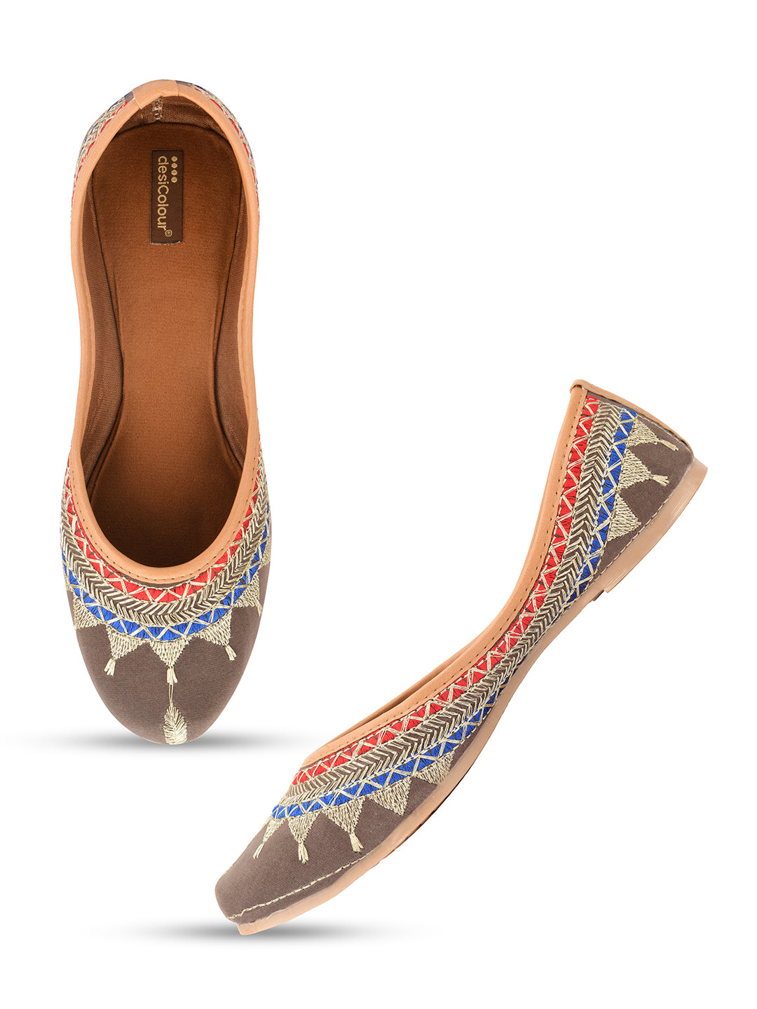 Women's Grey Crown  Indian Ethnic Comfort Footwear - Desi Colour