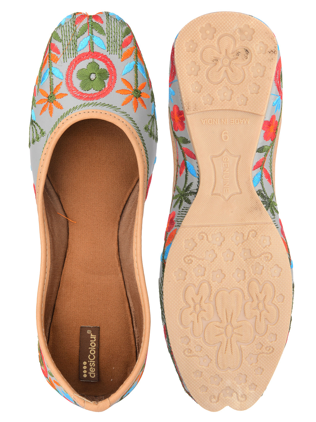 Women's Grey Forest  Indian Ethnic Comfort Footwear - Desi Colour