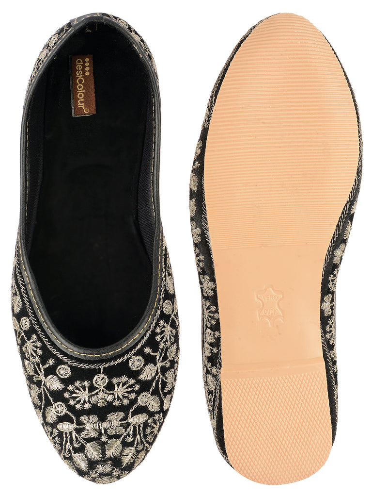 Women's Black Designer  Indian Ethnic Comfort Footwear