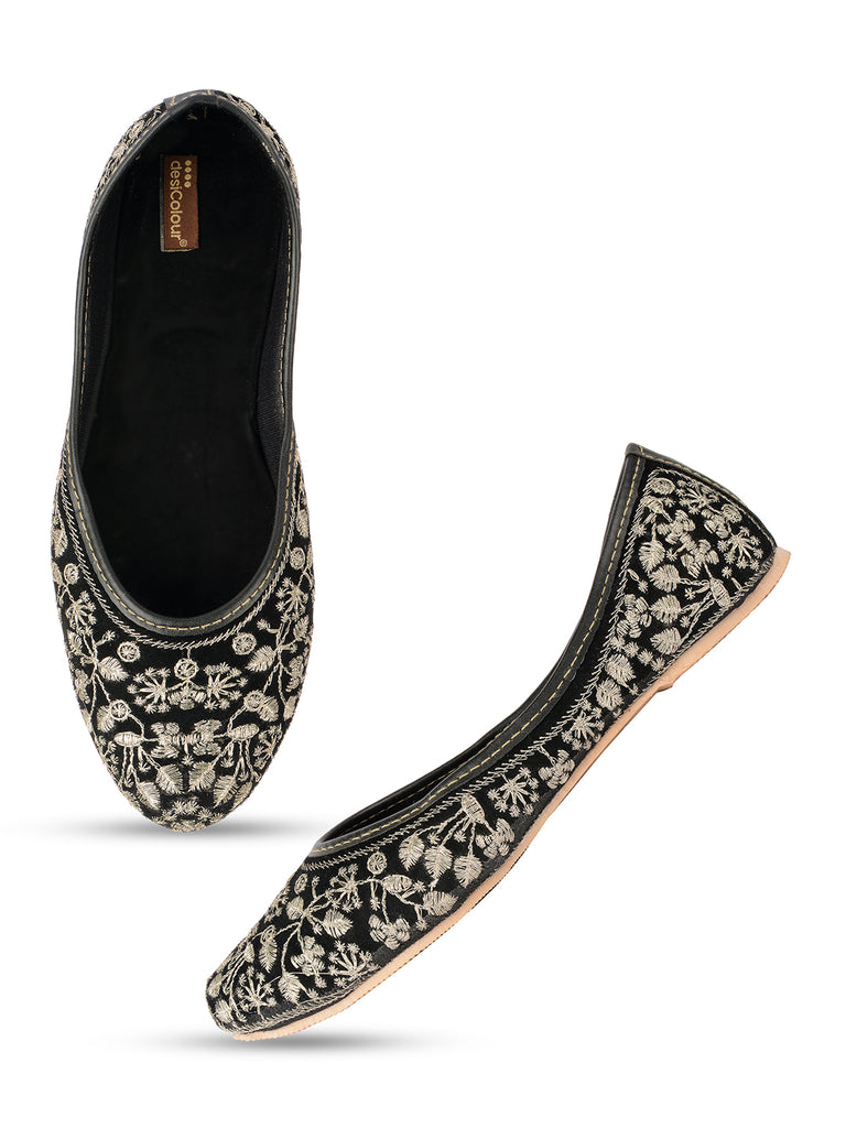 Women's Black Designer  Indian Ethnic Comfort Footwear