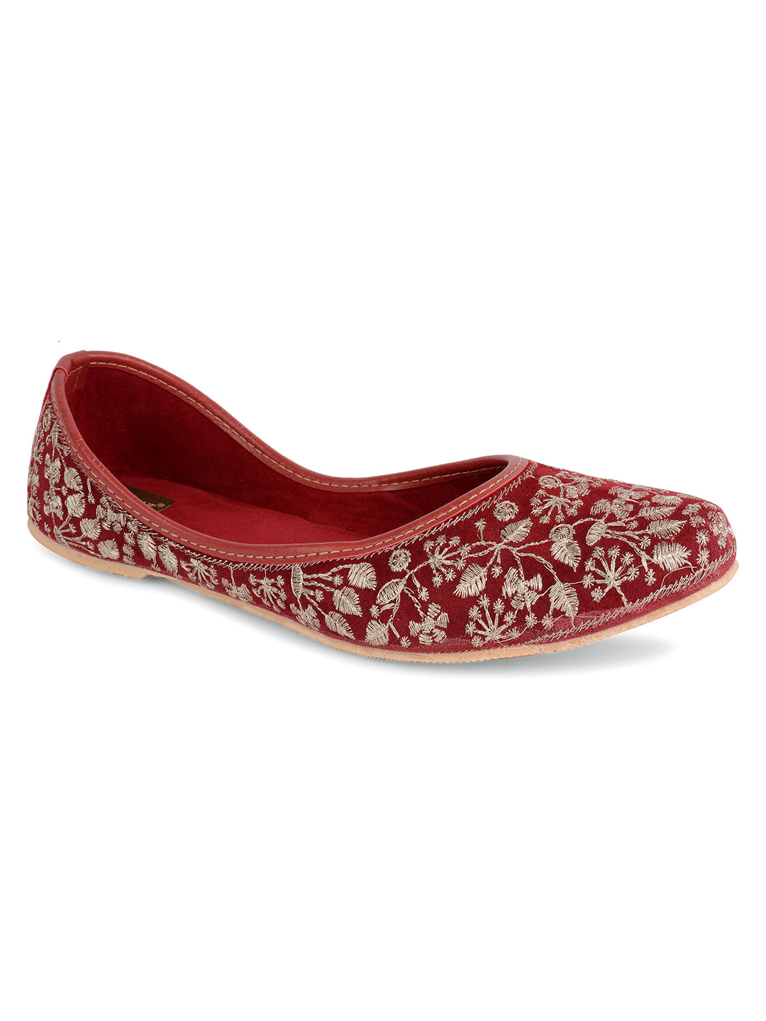Women's Maroon Designer  Indian Ethnic Comfort Footwear