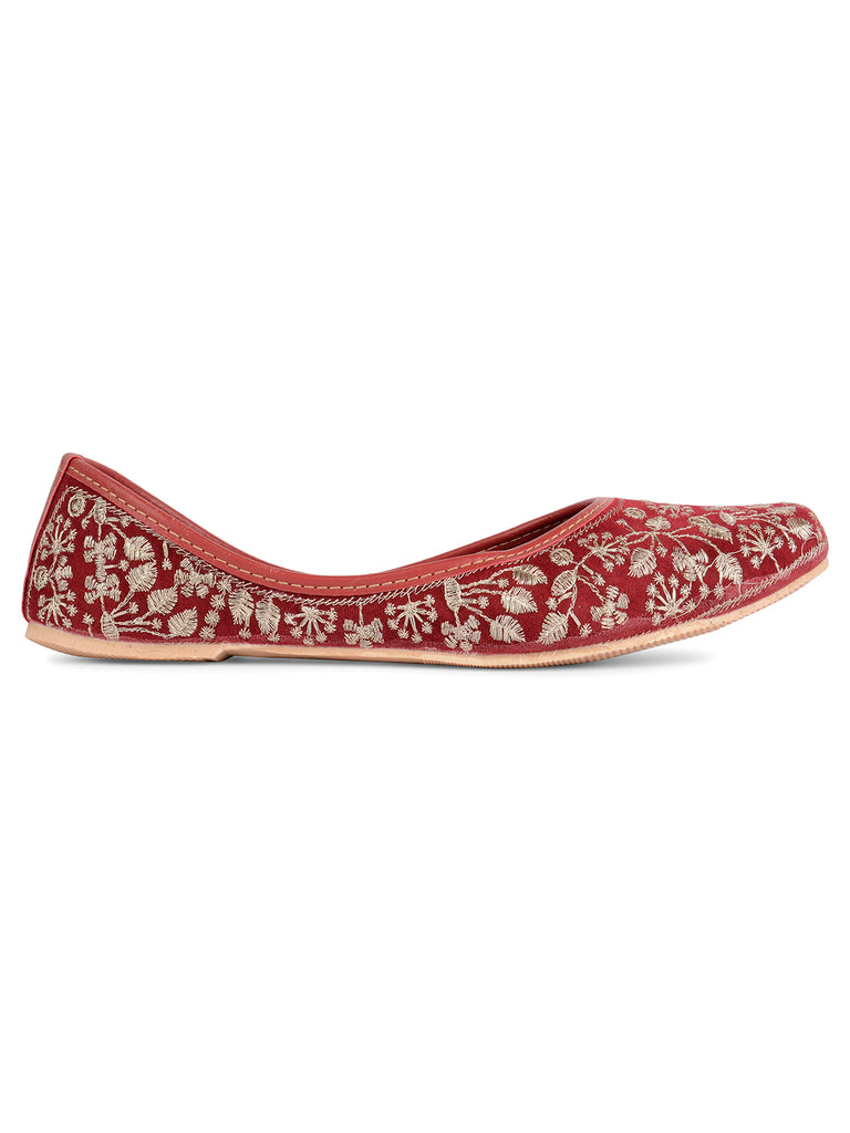 Women's Maroon Designer  Indian Ethnic Comfort Footwear