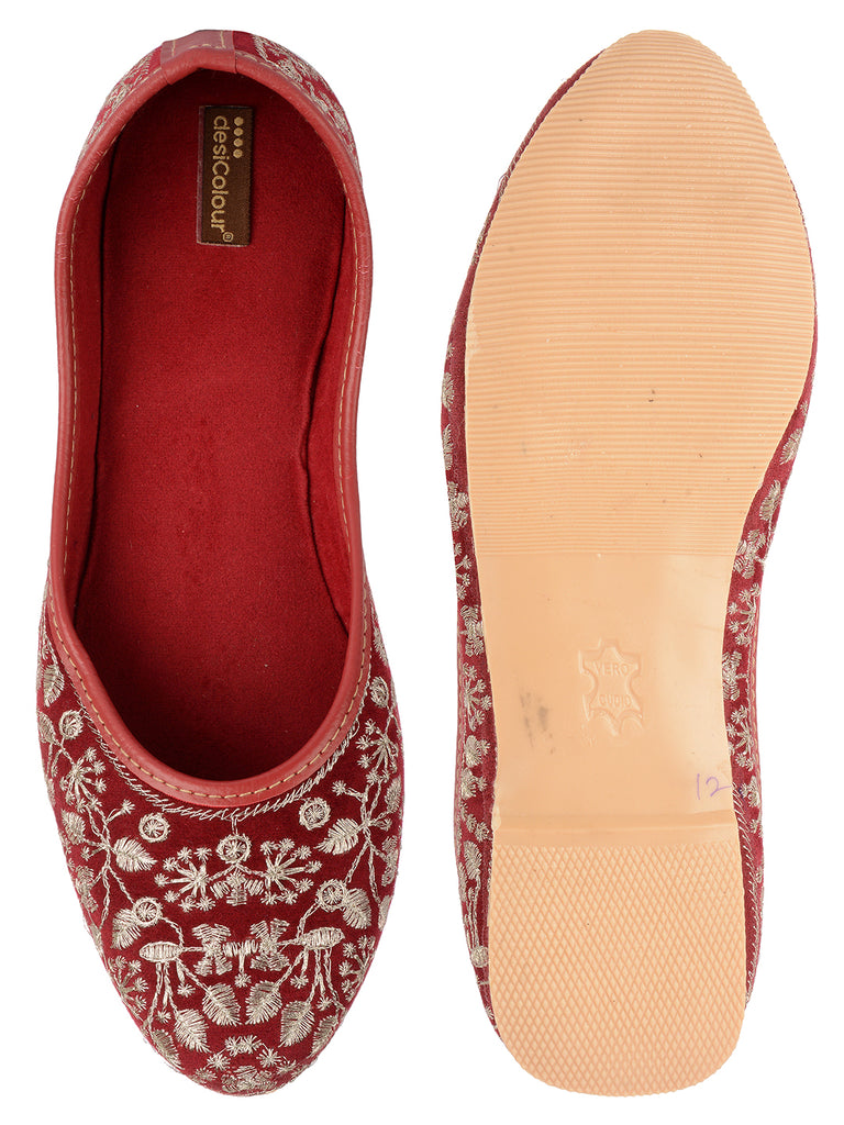 Women's Maroon Designer  Indian Ethnic Comfort Footwear