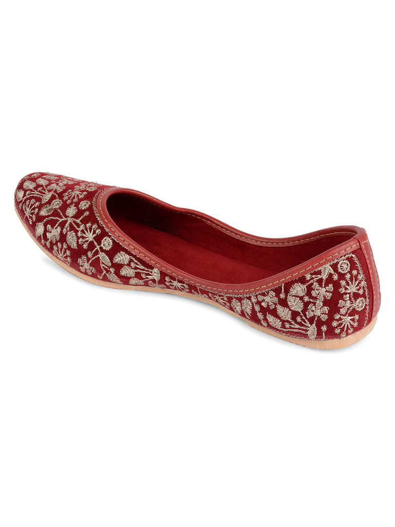 Women's Maroon Designer  Indian Ethnic Comfort Footwear