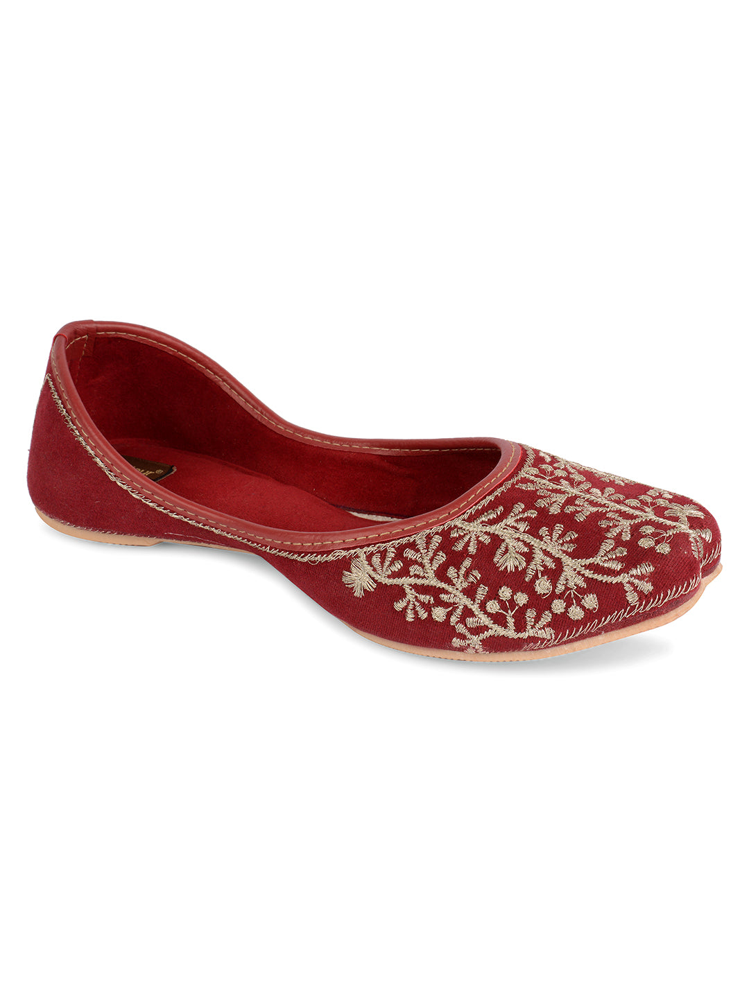 Women's Maroon Designer  Indian Ethnic Comfort Footwear - Desi Colour