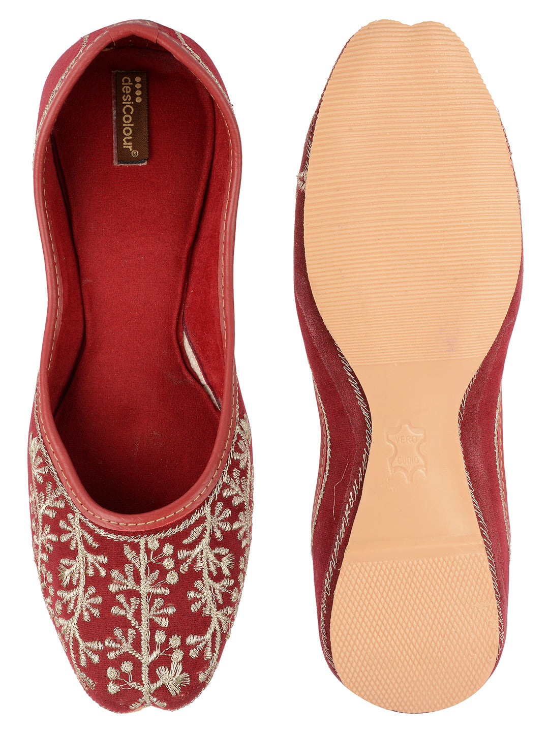 Women's Maroon Designer  Indian Ethnic Comfort Footwear - Desi Colour