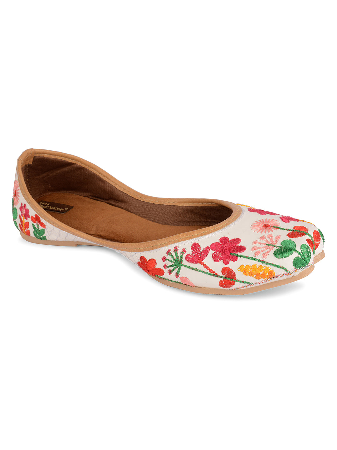 Women's White Forest Designer  Indian Ethnic Comfort Footwear