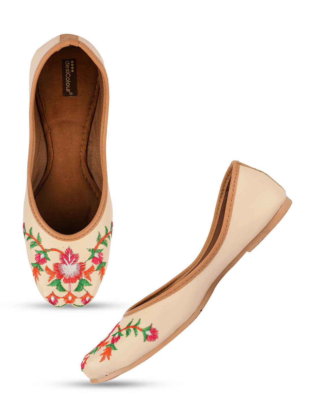 Women's Multi Off White  Indian Ethnic Comfort Footwear - Desi Colour