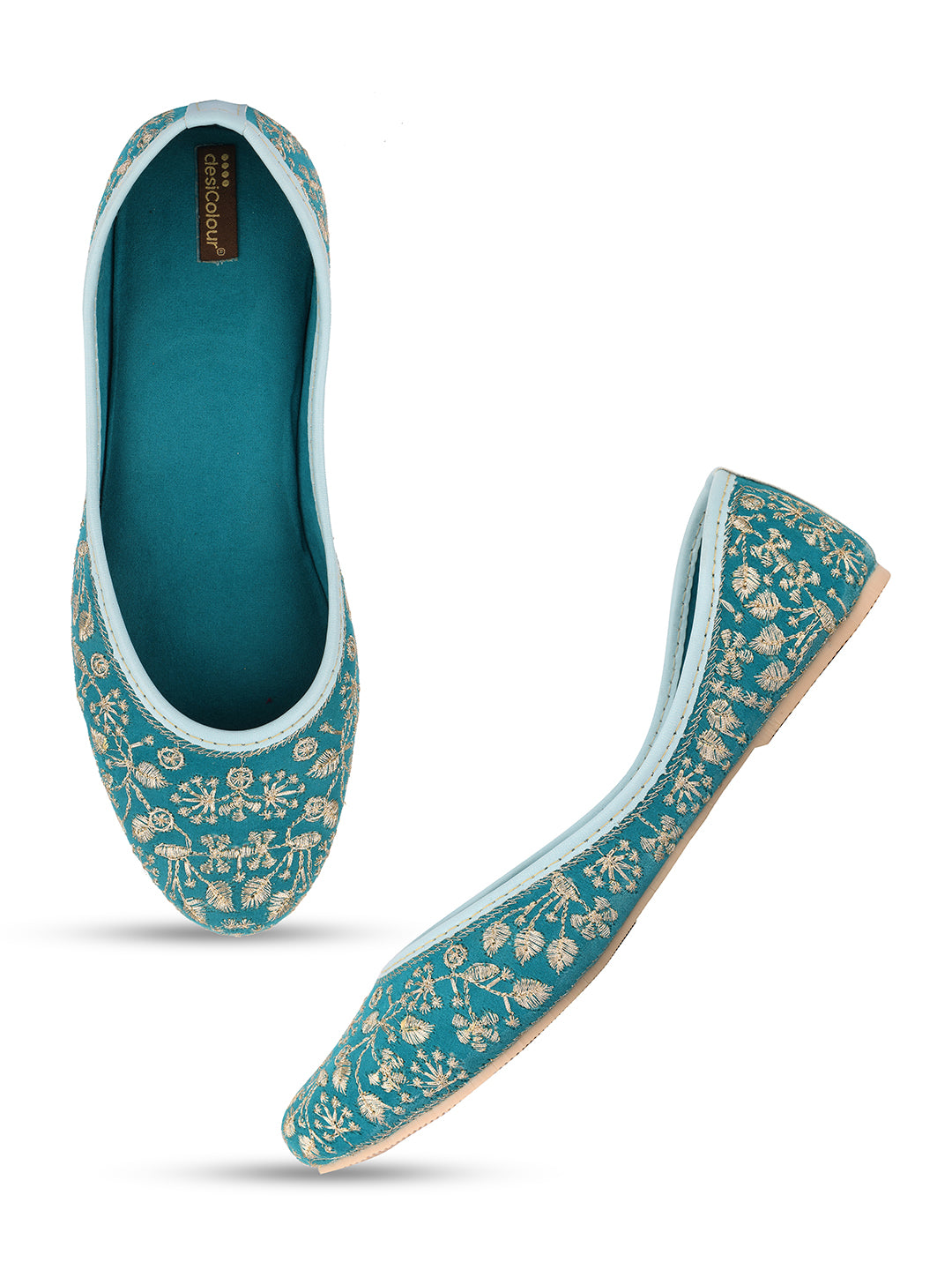 Women's Green Boutique Work  Indian Ethnic Comfort Footwear - Desi Colour