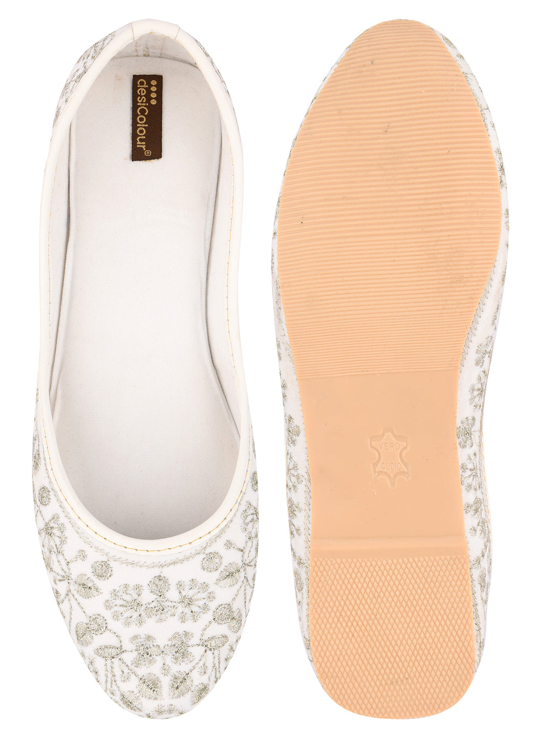 Women's White Boutique  Indian Ethnic Comfort Footwear - Desi Colour