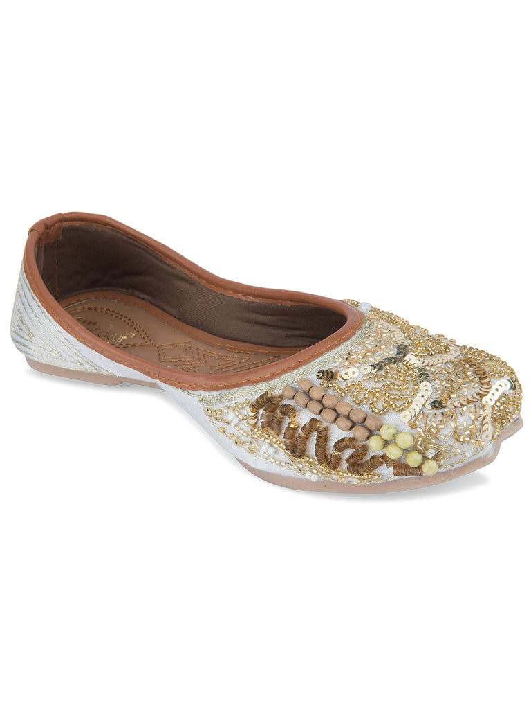 Women's Golden Designer Dabka  Indian Ethnic Comfort Footwear