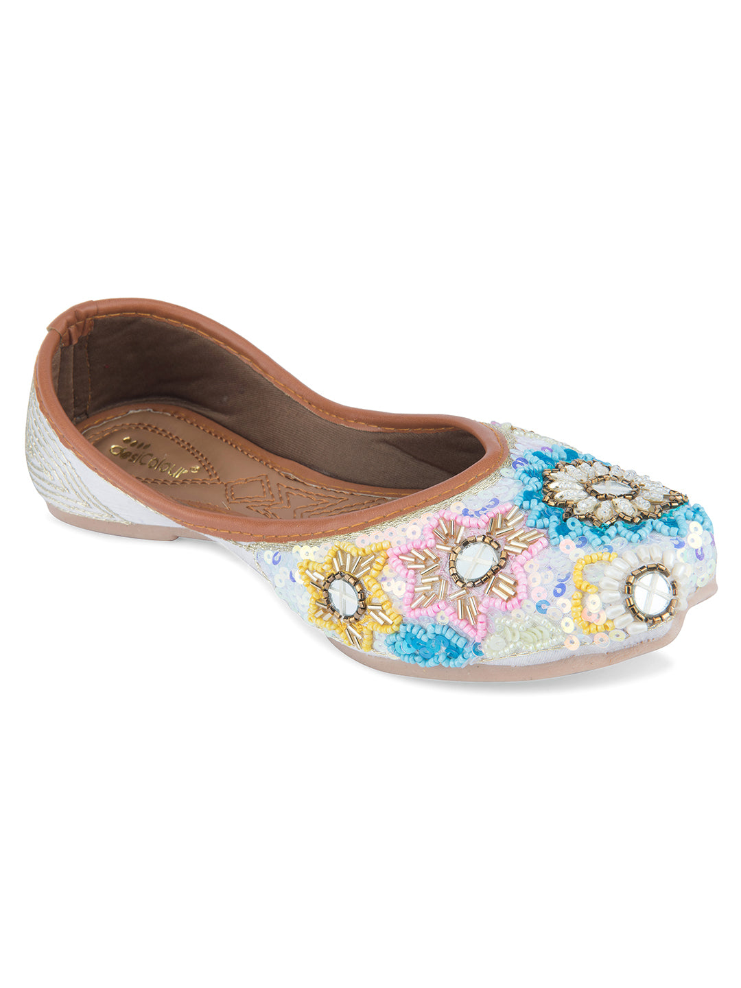 Women's Multi Designer Dabka  Indian Ethnic Comfort Footwear1