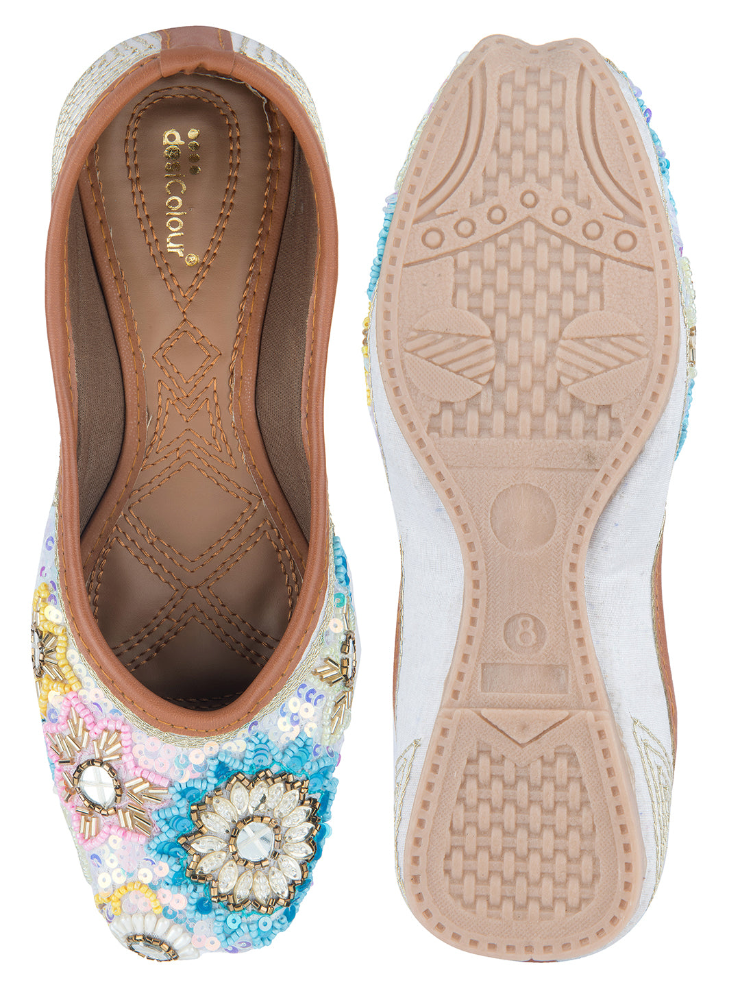 Women's Multi Designer Dabka  Indian Ethnic Comfort Footwear1 - Desi Colour