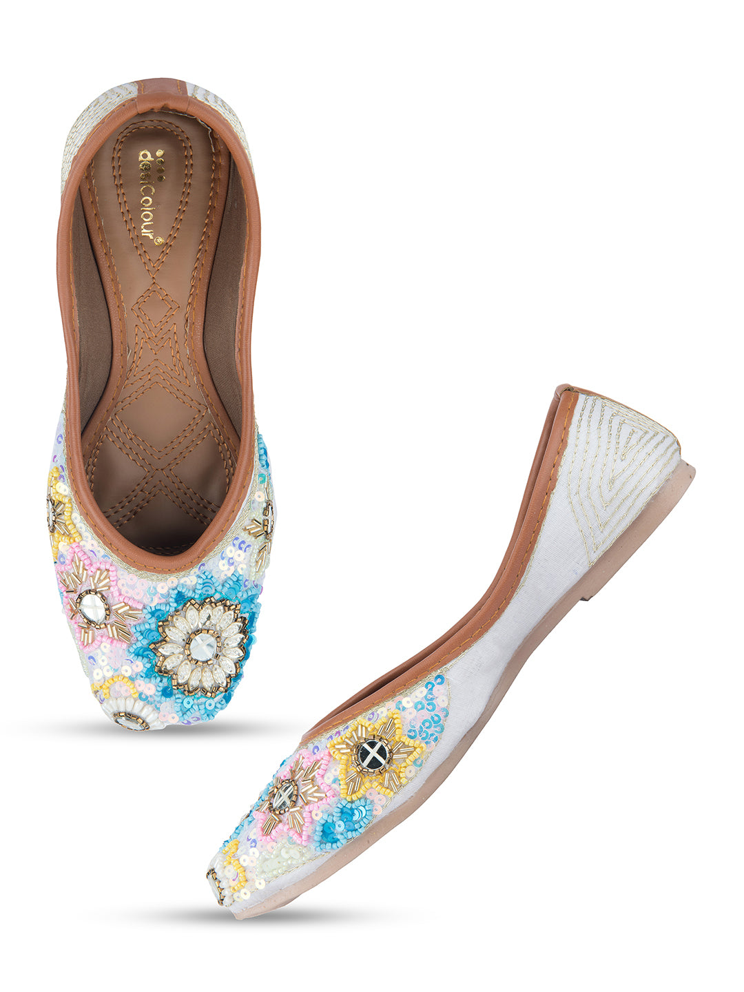 Women's Multi Designer Dabka  Indian Ethnic Comfort Footwear1