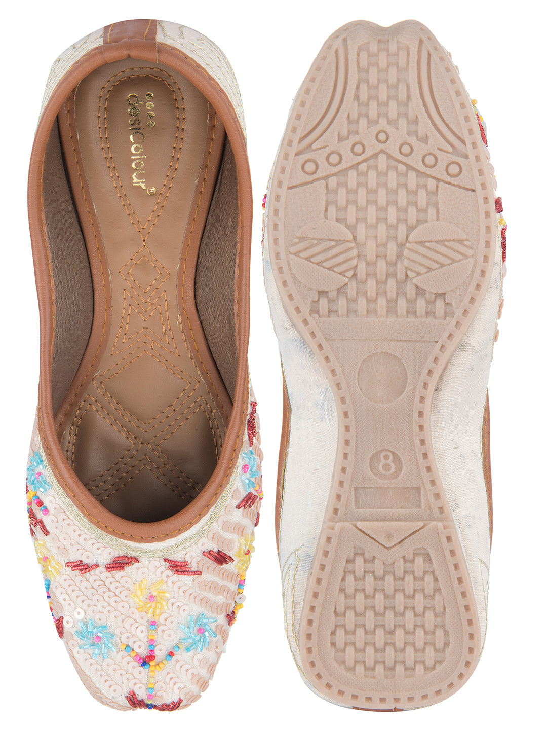Women's Multi Designer Dabka  Indian Ethnic Comfort Footwear2 - Desi Colour