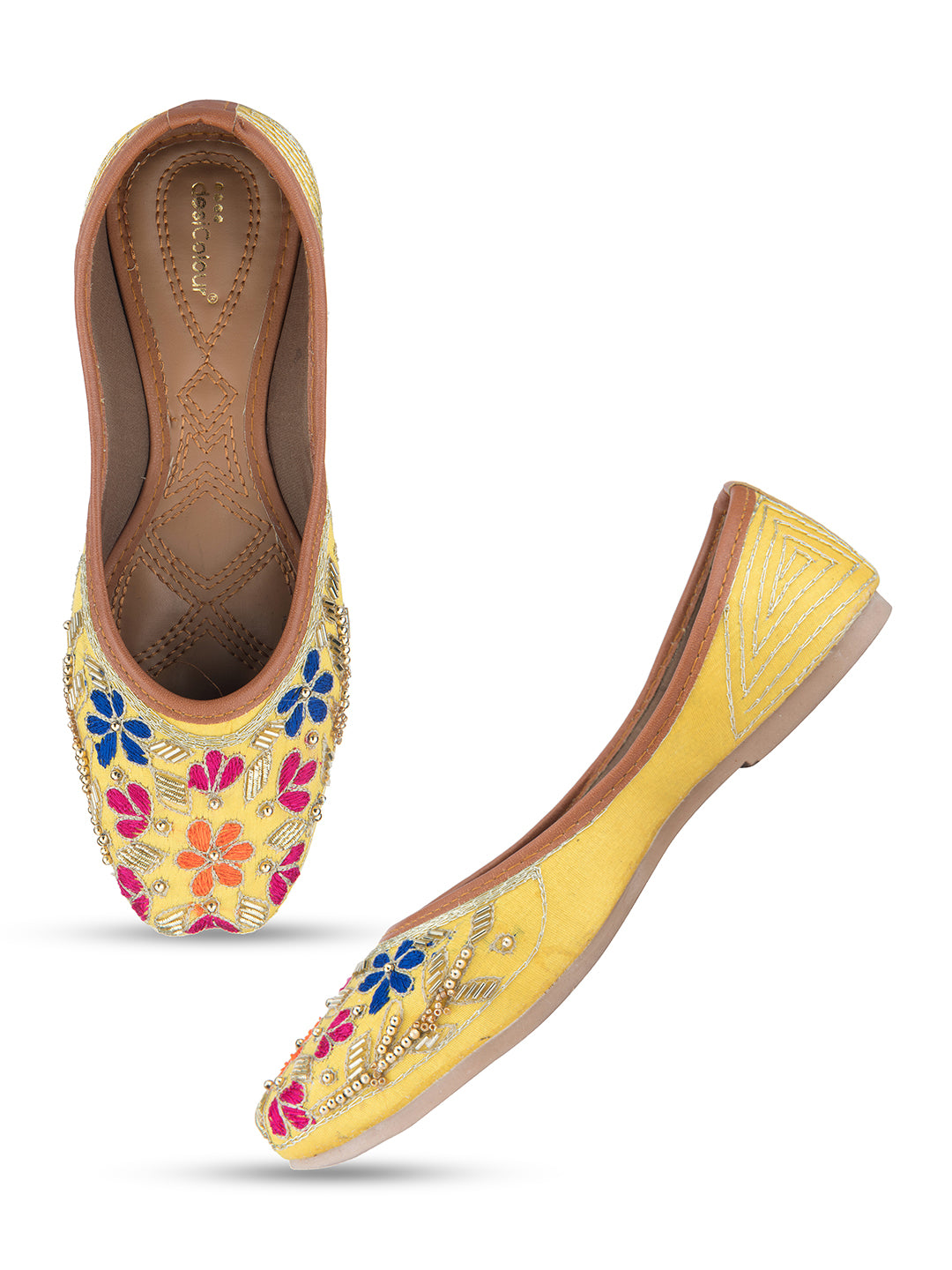 Women's Multi Designer Dabka  Indian Ethnic Comfort Footwear5 - Desi Colour