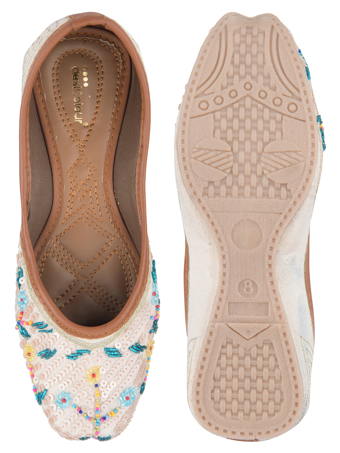 Women's Multi Designer Dabka  Indian Ethnic Comfort Footwear7 - Desi Colour