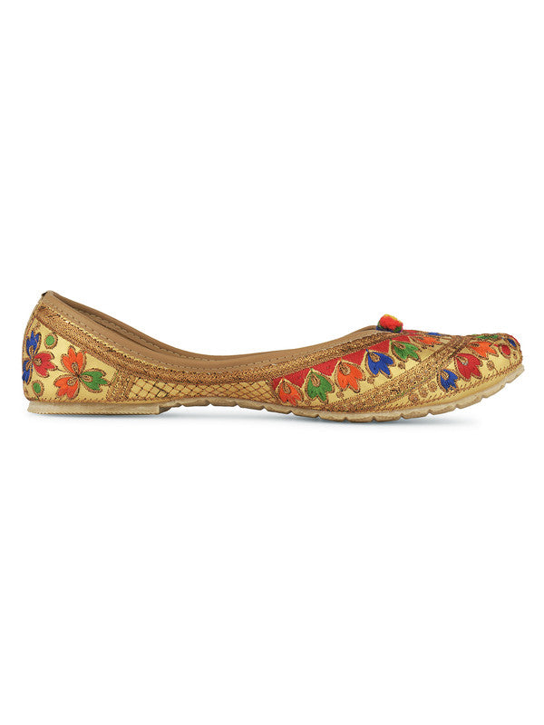 Women's Multicolour Embroidered Party Wear Flat Comfort Footwear-4146 - Desi Colour