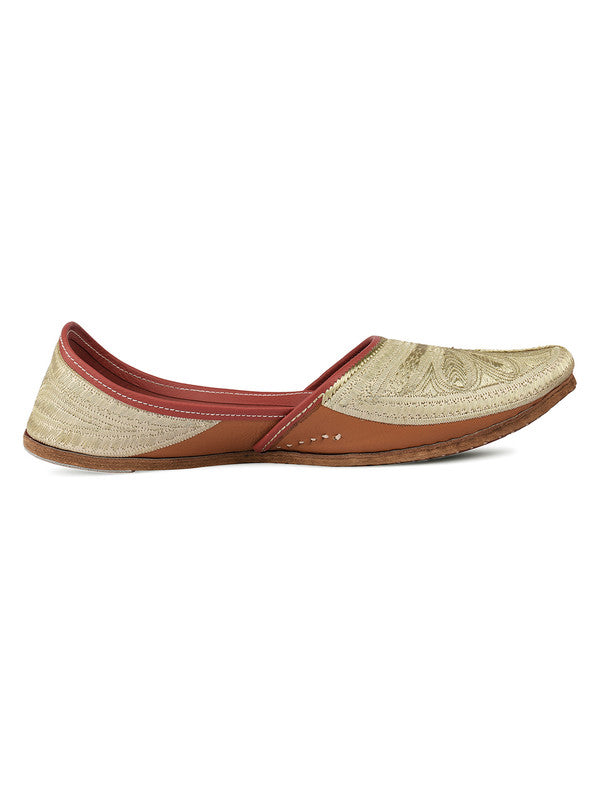 Men's Indian Ethnic Handrafted Silver Premium Leather Footwear - Desi Colour