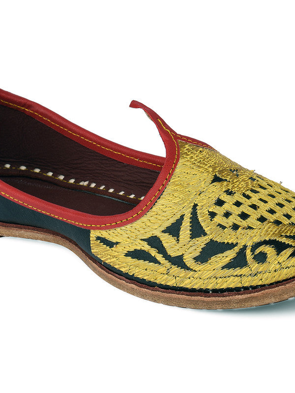 Men's Indian Ethnic Handrafted Black Premium Leather Footwear - Desi Colour