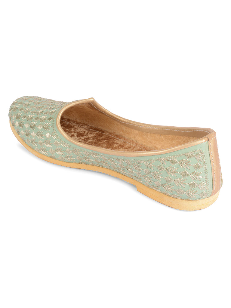 Men's Indian Ethnic Party Wear Sea Green Footwear