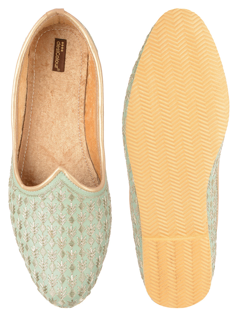 Men's Indian Ethnic Party Wear Sea Green Footwear
