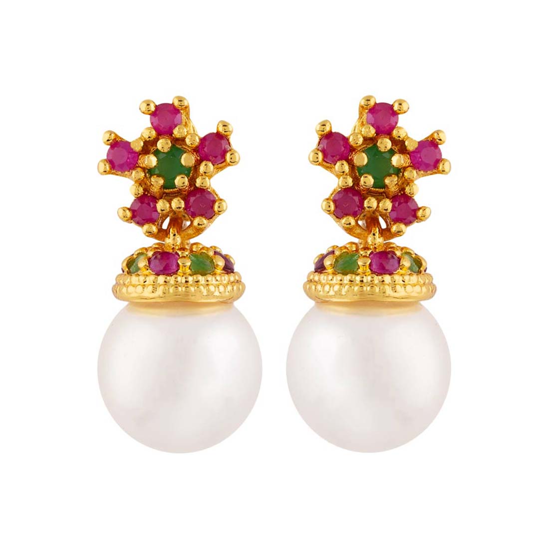 Women's Gems Embellished Brass Earrings - Voylla