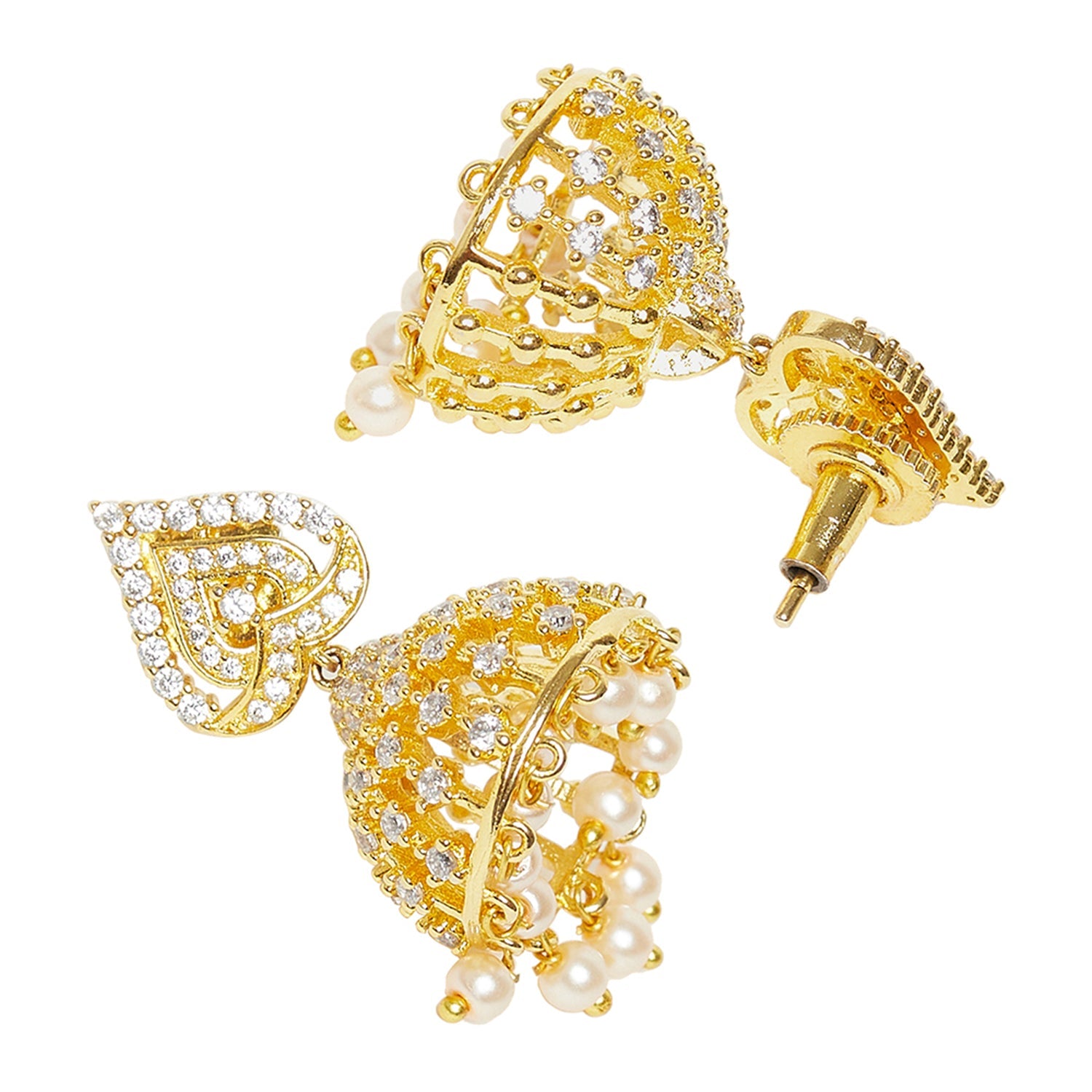 Women's Pearl Beads Embellished Astonishing Jhumki Earrings Pair - Voylla