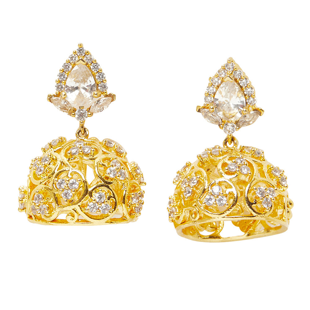 Women's Yellow Gold Earrings With Traditional Design - Voylla