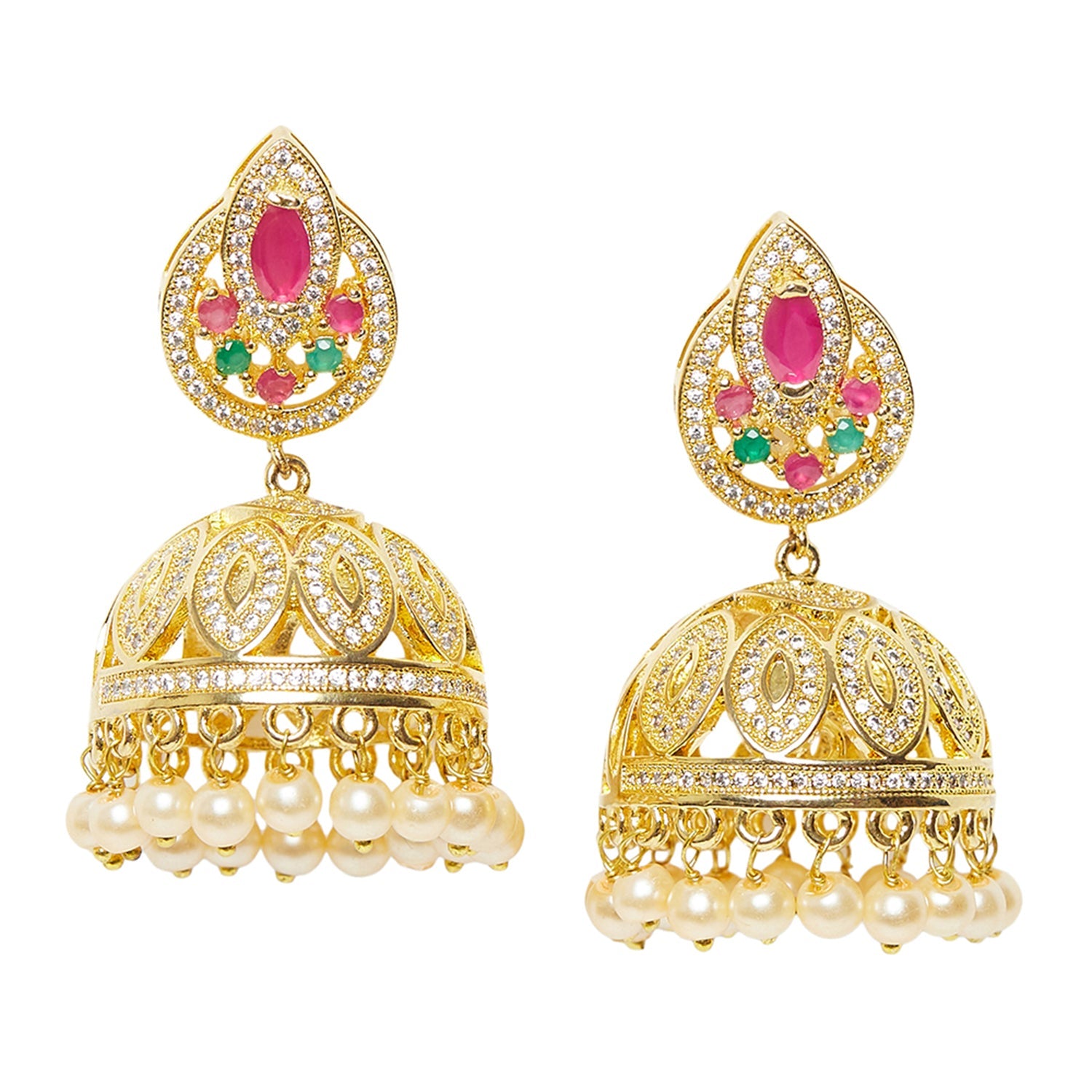 Women's Graceful Gold Plated Jhumki Earrings - Voylla