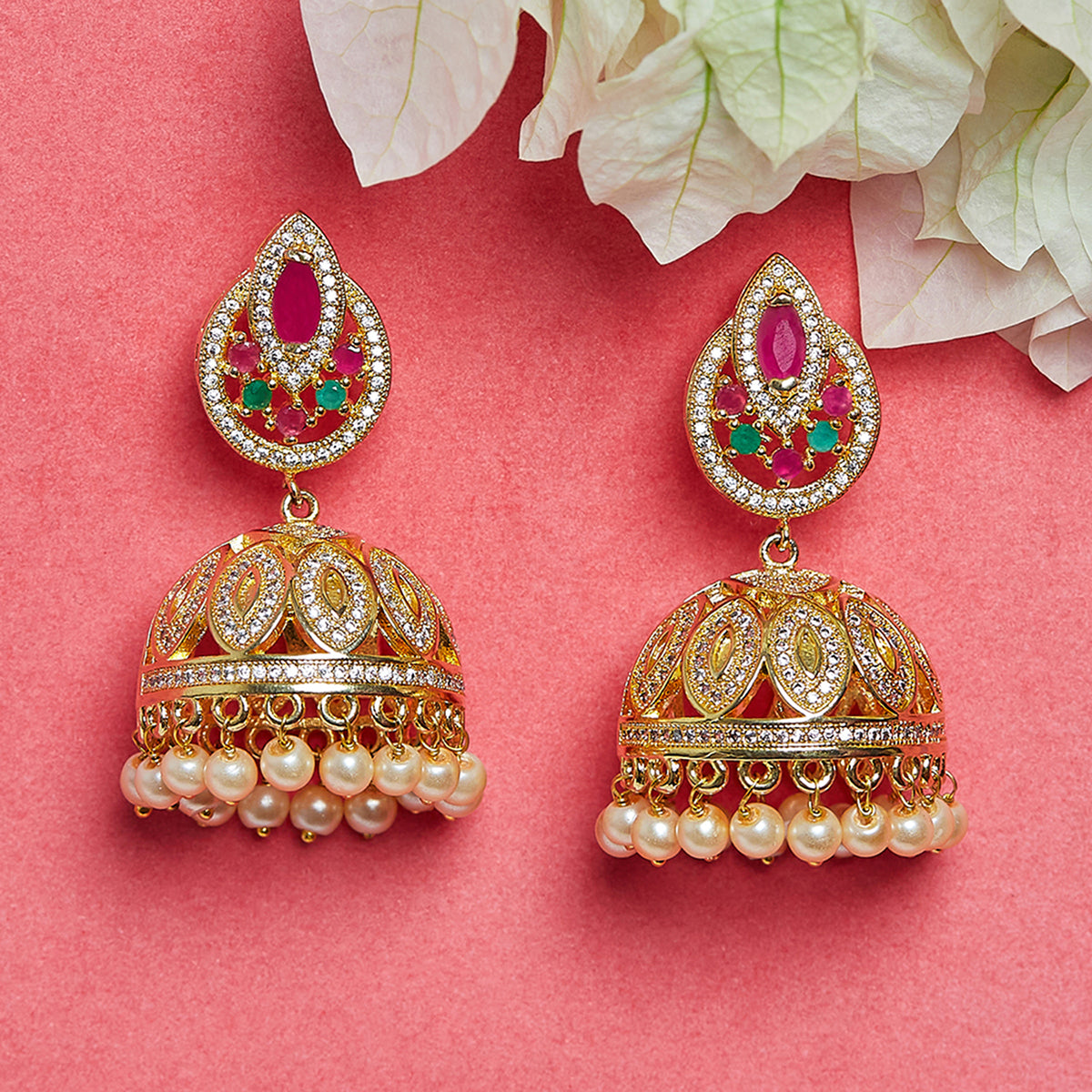 Women's Graceful Gold Plated Jhumki Earrings - Voylla
