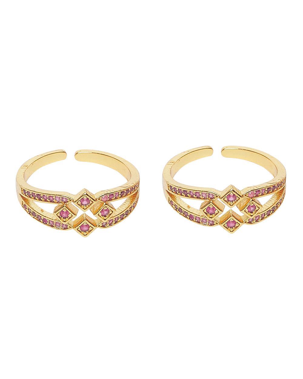 Women's Sparkling Essentials Glittering Pair Of Toe Rings - Voylla