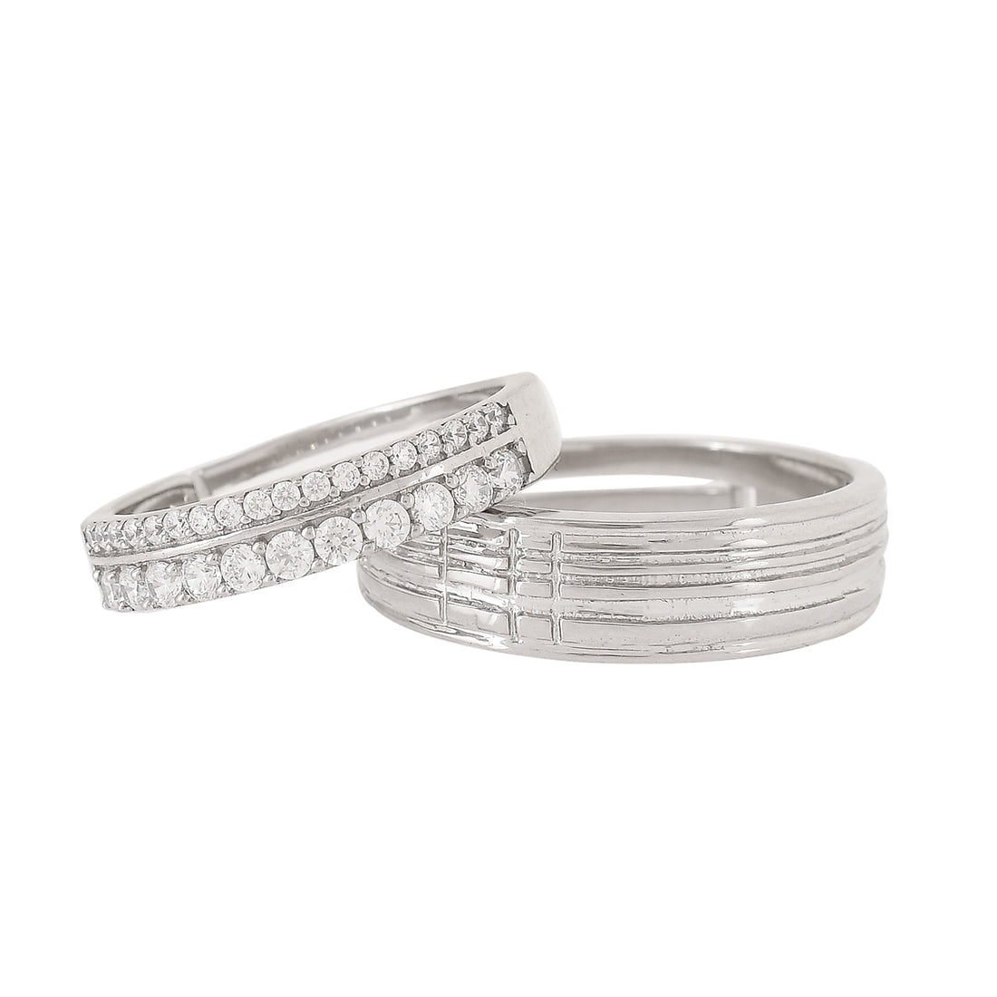 Women's Silver Couple Band Rings - Voylla