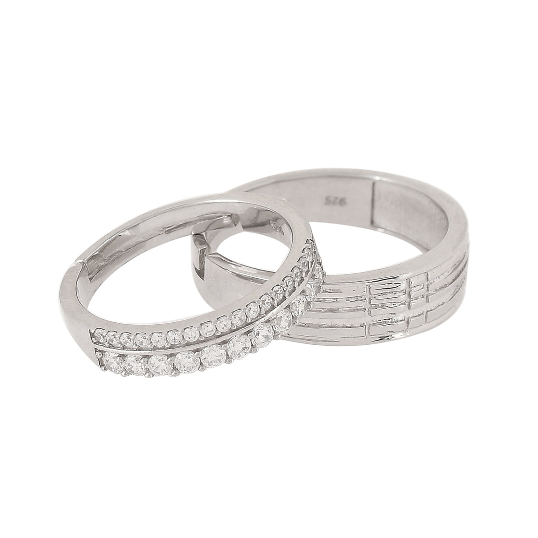 Women's Silver Couple Band Rings - Voylla