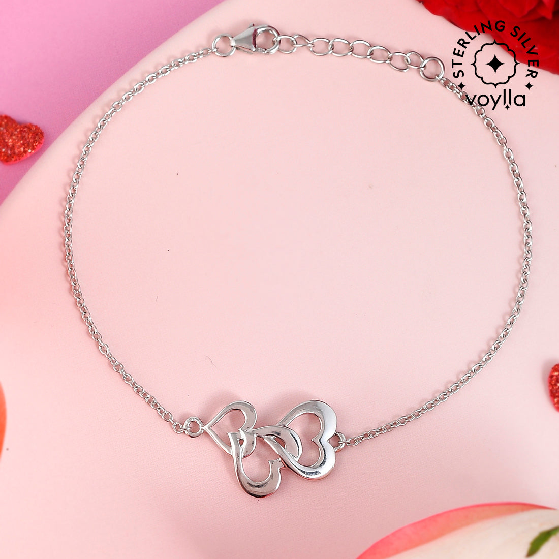 Women's Interlocked Hearts Chain Bracelet - Voylla