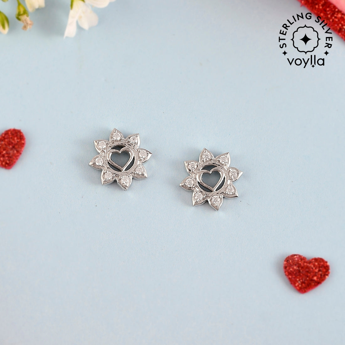 Women's Floral Heart Earrings - Voylla