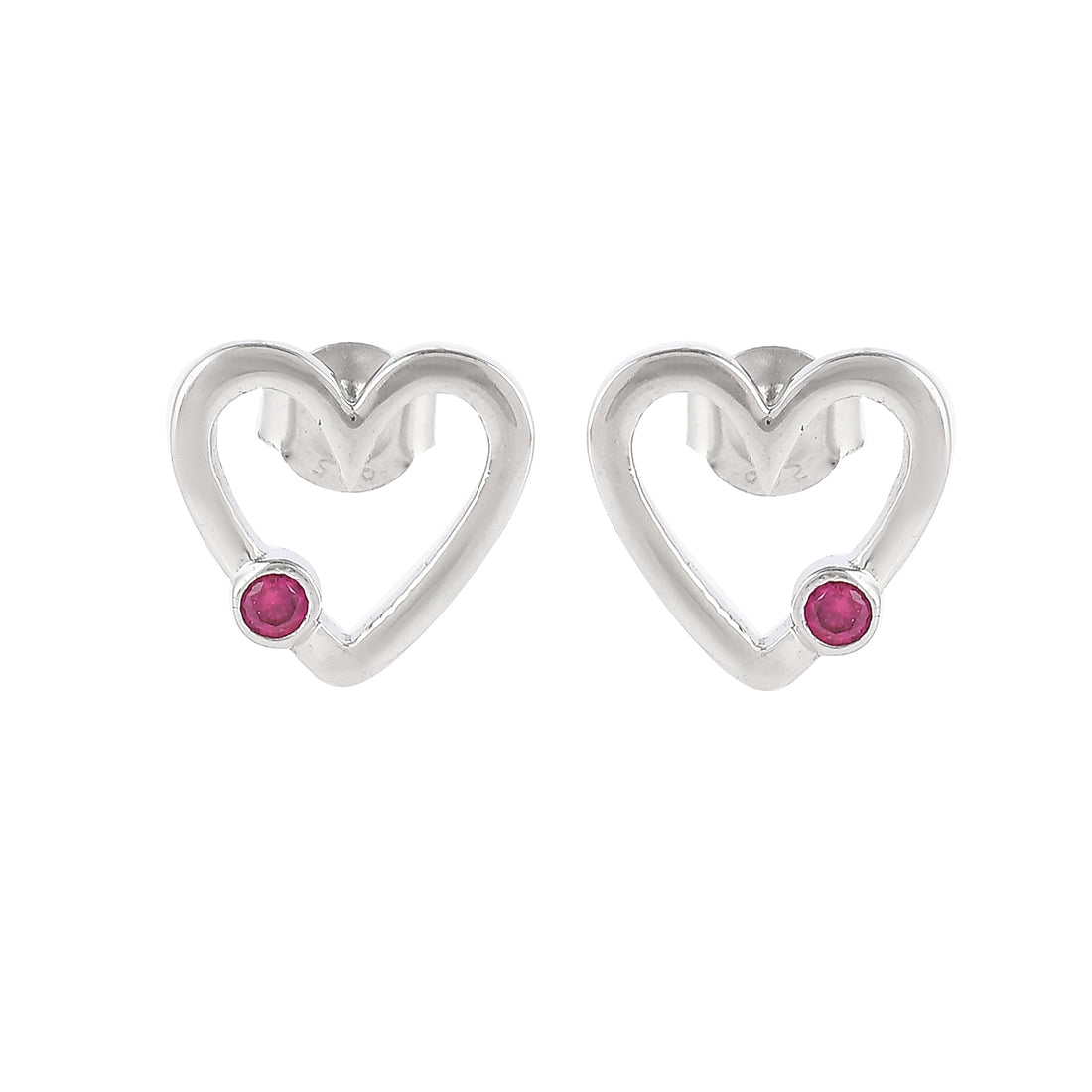 Women's Pink Zircon Studded Heart Drop Earrings - Voylla