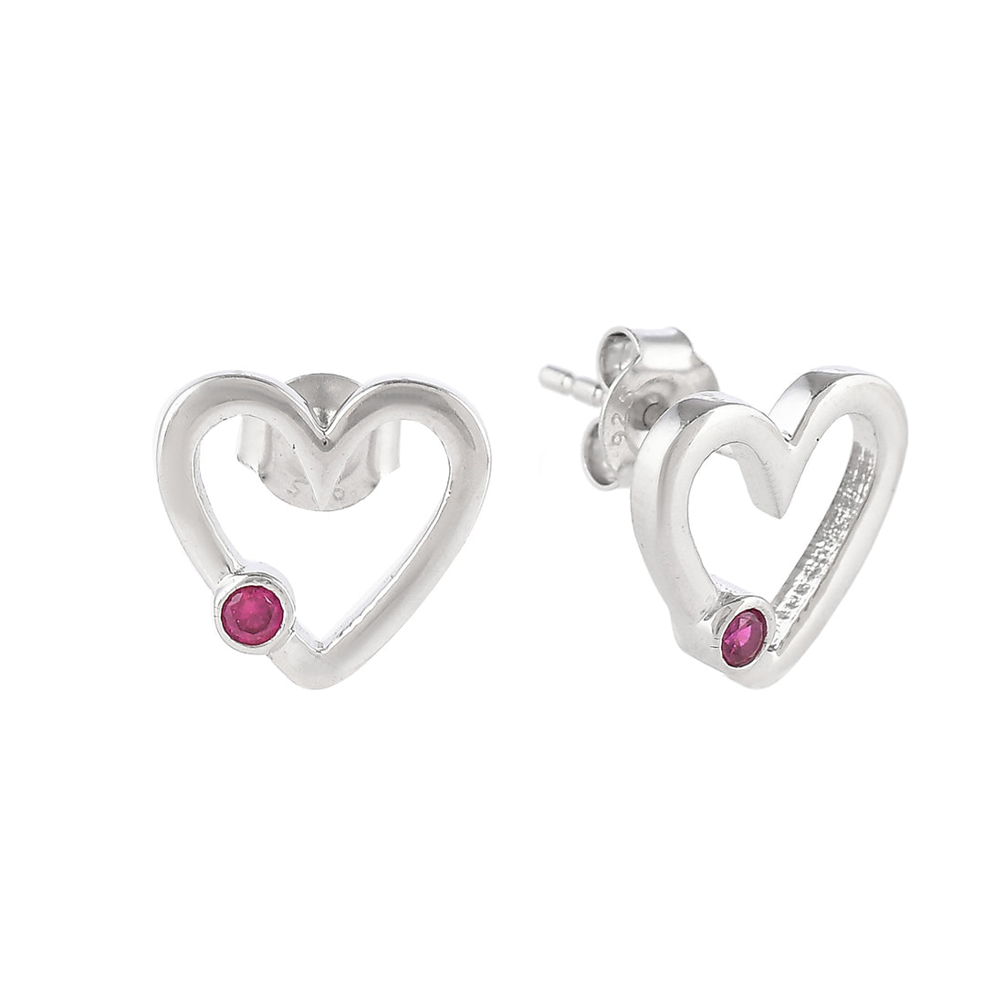Women's Pink Zircon Studded Heart Drop Earrings - Voylla