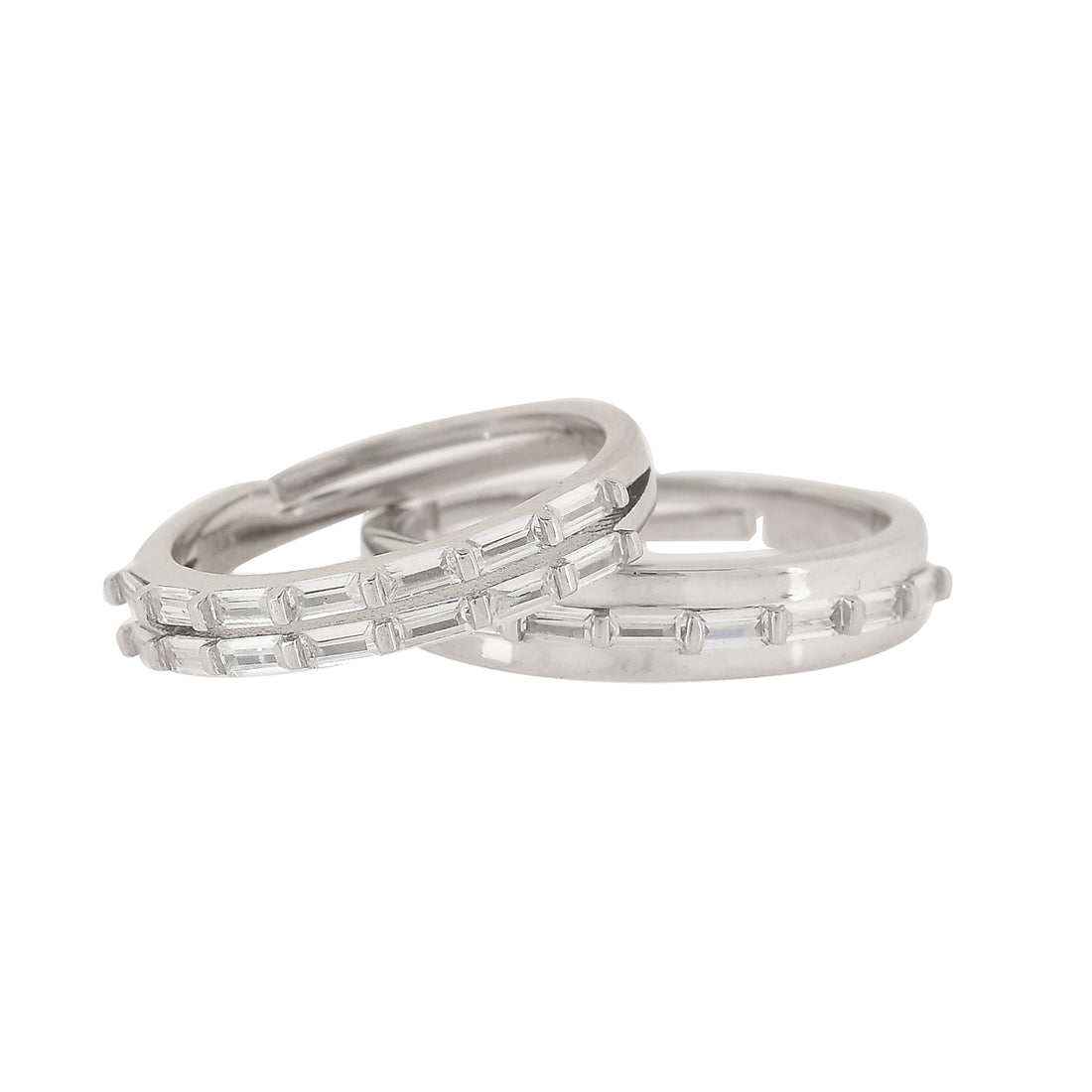 Women's 925 Silver Cz Adorned Couple Rings - Voylla